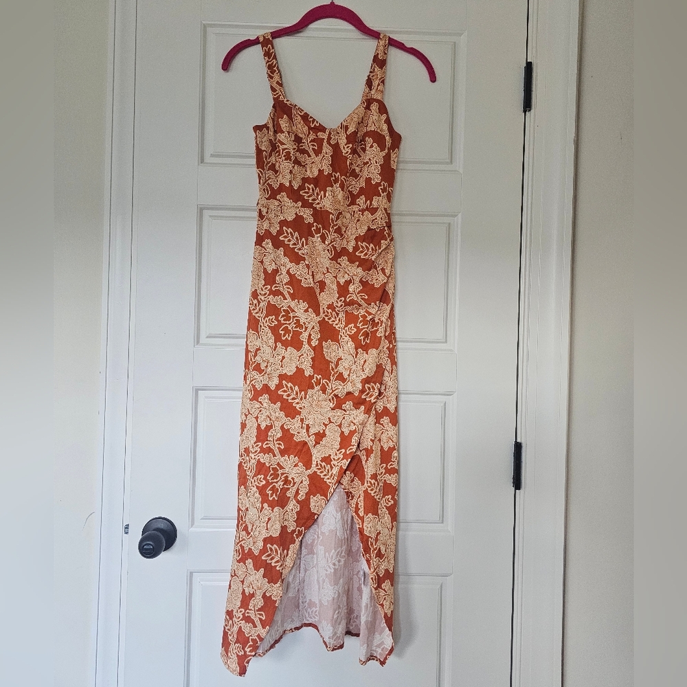 Shore Barcelona Floral Orange and Cream Dress